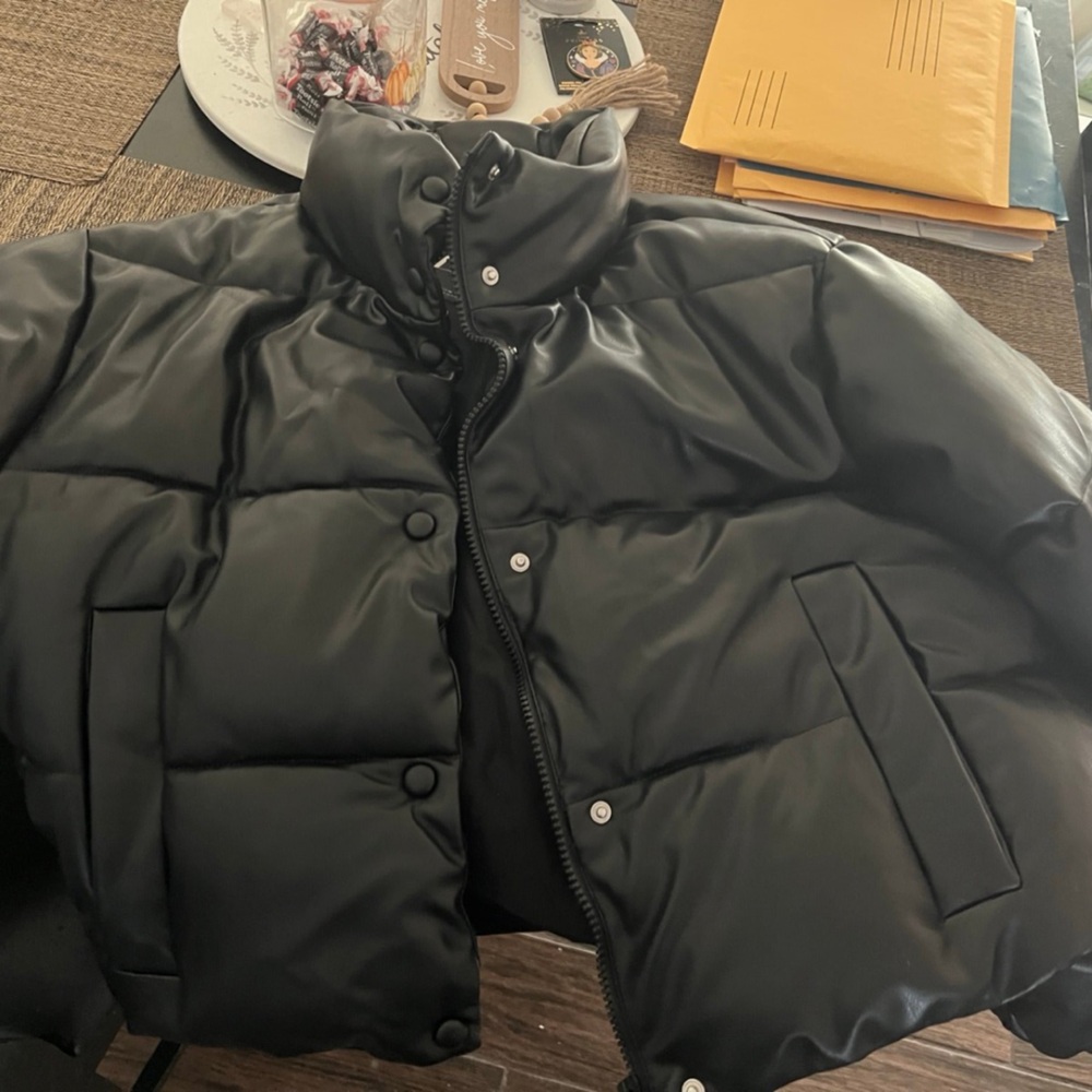 Zara Shiny Black Puffer Coat